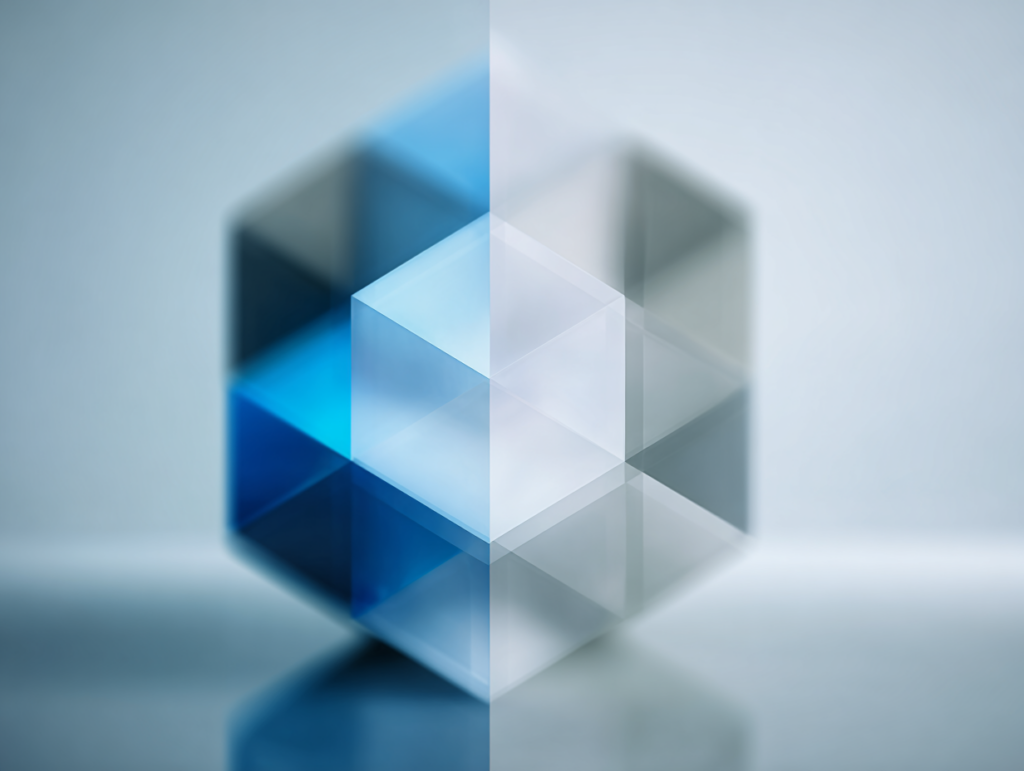 Abstract mirrored shapes representing the difference between iCert confusion and iCIRT clarity.