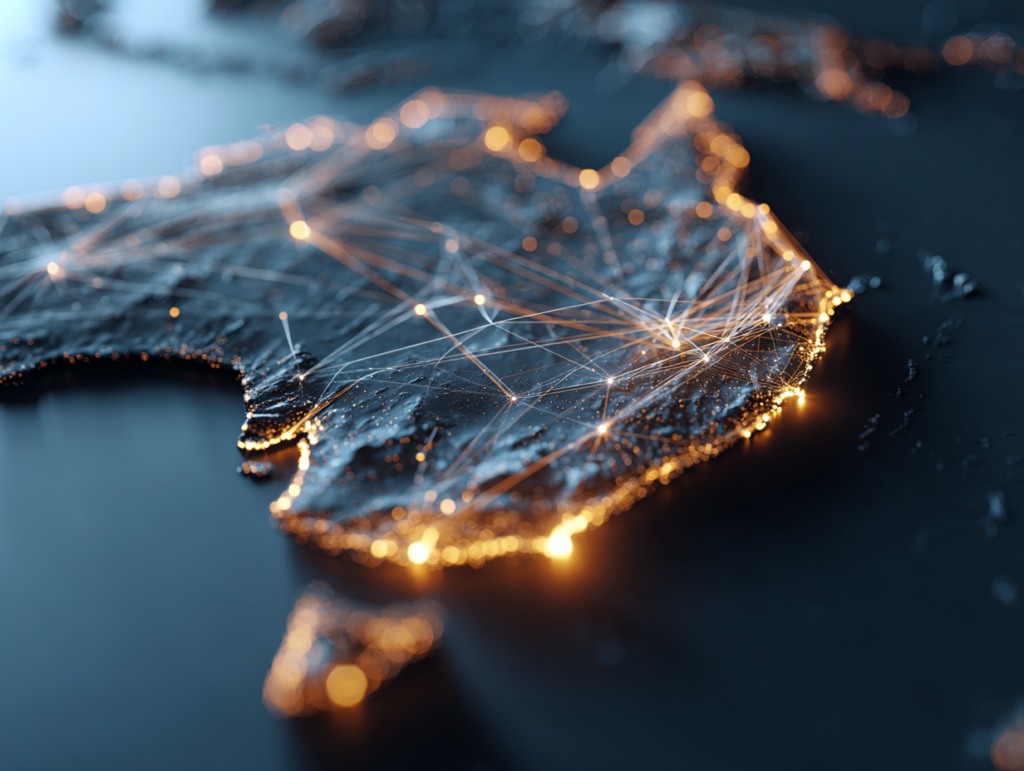 Stylised map of eastern Australia highlighting ACT, NSW and Queensland, showing connected pathways symbolising the spread of iCIRT legislation, regulatory alignment and industry transparency across states.