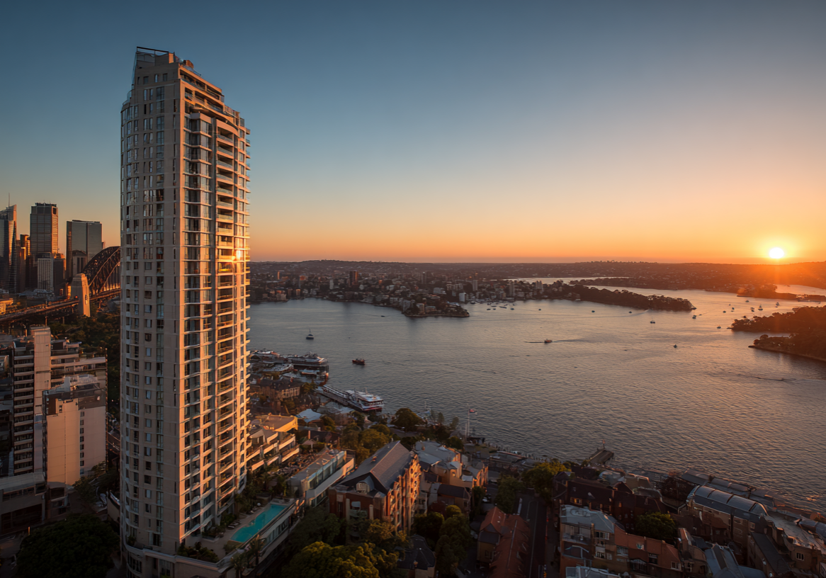 Completed residential tower at sunset in Sydney, representing success for iCIRT-rated NSW developers and builders.